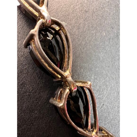 Black spinel Estate sterling silver tennis bracelet 7.5 inches - Picture 7 of 16